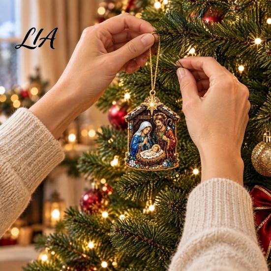 Christmas Home Decor Crafting Faux Pearl Art DIY Kit, Make 10Pcs Hanging Ornaments, Festive Tree Decorations Rhinestone Ornaments Craft Kit