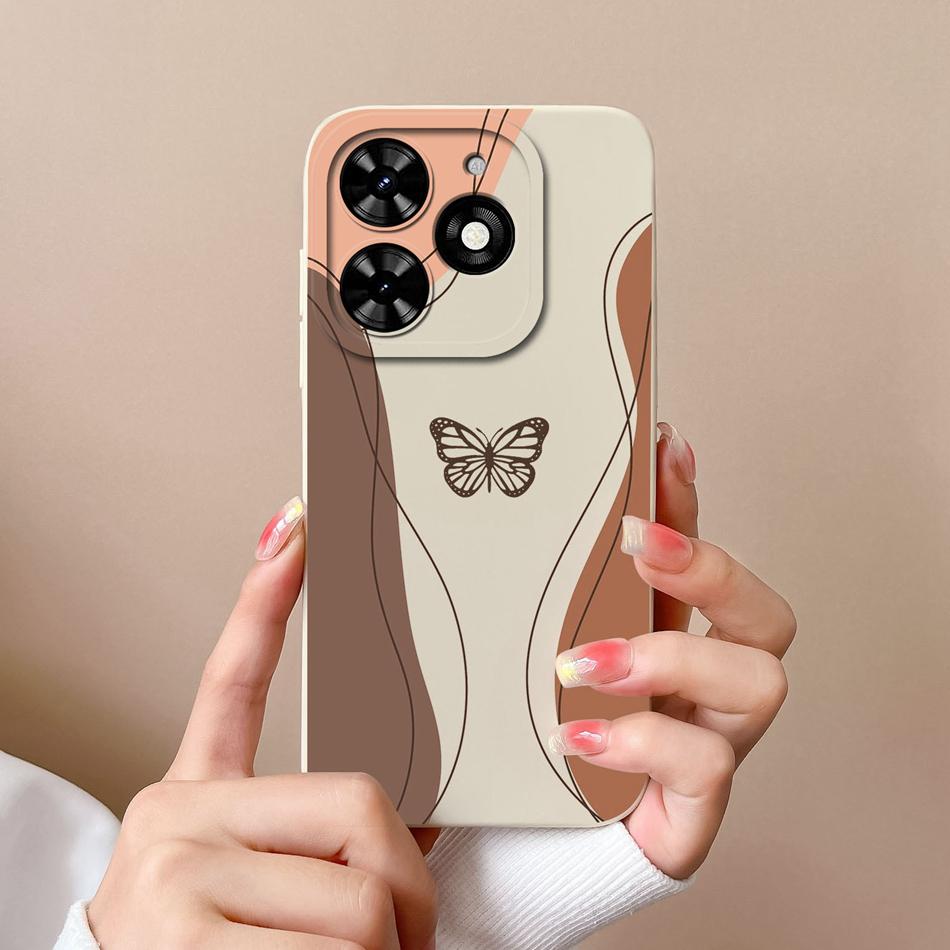 Чехол для Tecno Spark Go 2024 Простой Сердечко Мягкий Жидкий Силикон Защита Камеры Задняя Крышка Для Tecno SparkGo Funda Чехол для Телефона