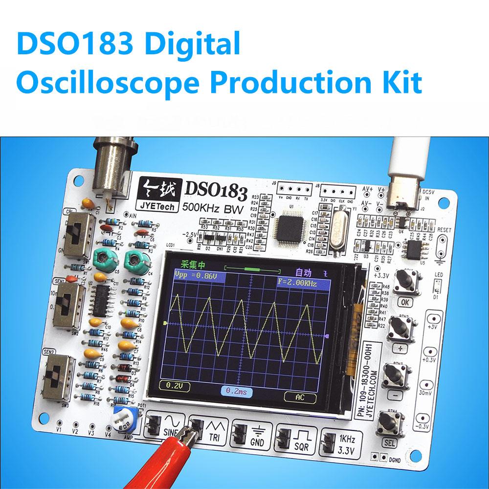 DSO183 0-500KHz Цифровой осциллограф DIY Набор деталей для сборки Обучение Практическая отработка Электронный производственный набор DC5V Интерфейс Type C