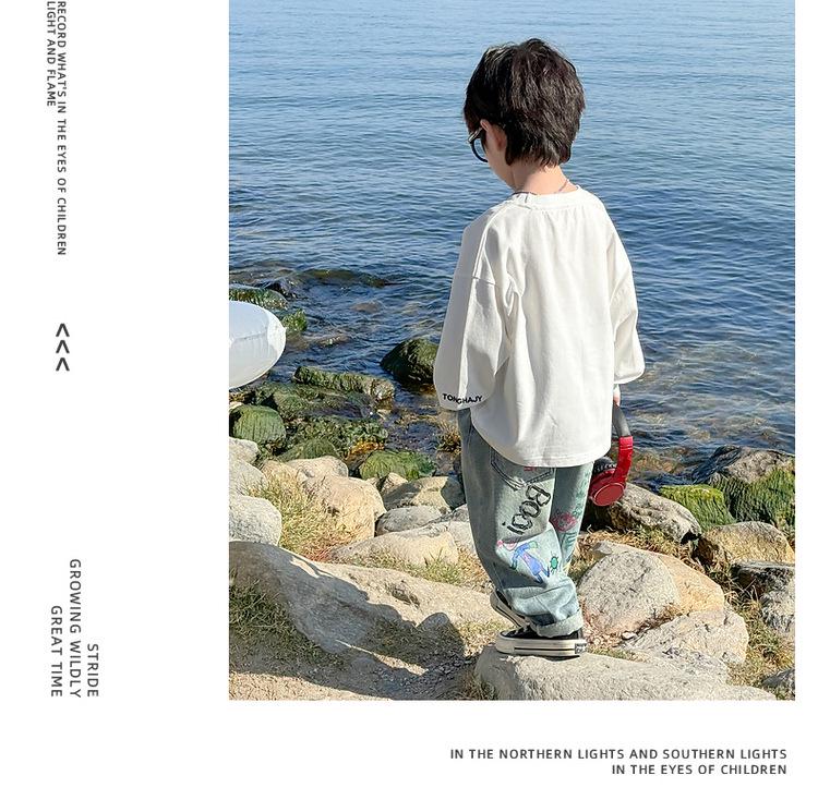 2025 Spring & Autumn Boys' Long-Sleeve Cotton T-Shirt