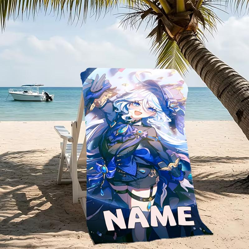 Customizable personalized beach towels Genshin Impact characters themed designs.Suitable for the beach, yoga, sports;ideal as beach accessories