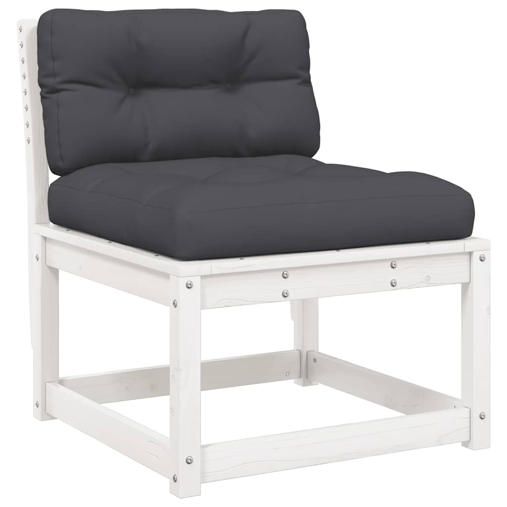 6 Piece Garden Sofa Set with Cushions White Solid Pine Wood