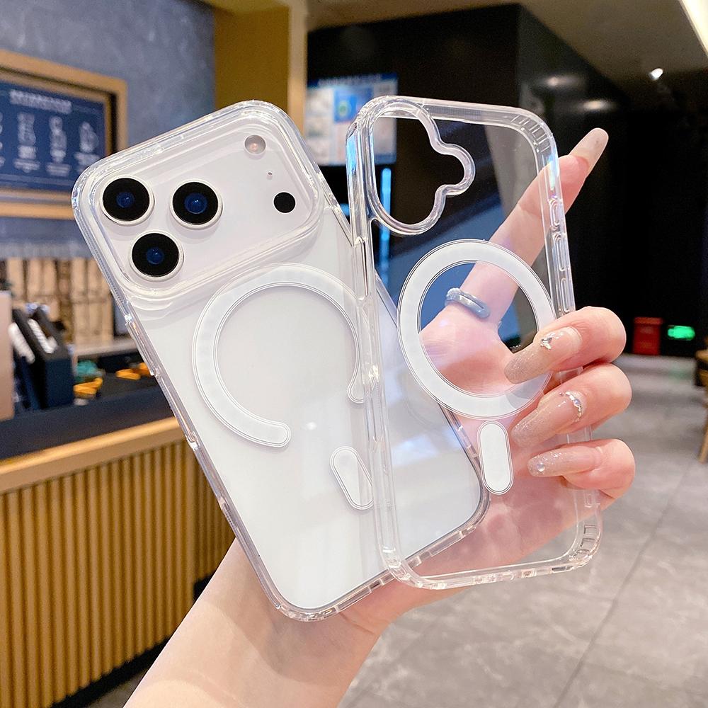 Новый прозрачный чехол для MagSafe для iPhone 17 17 Air 17 Pro 17 Pro Max Ударопрочный чехол для беспроводной зарядки с магнитной функцией