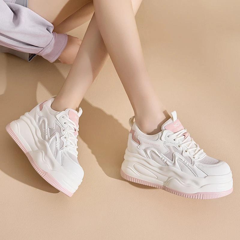 8,5 см новые женские кроссовки на платформе женская модная повседневная обувь женские кроссовки на толстой подошве вулканизированная обувь для женщин кроссовки для бега