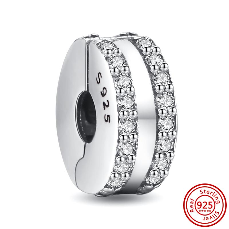 100% стерлинговое серебро S925, прозрачный циркон с паве, сверкающие бусины-клипсы на пуговицах, стильные оригинальные подвески, браслеты, женские ювелирные изделия