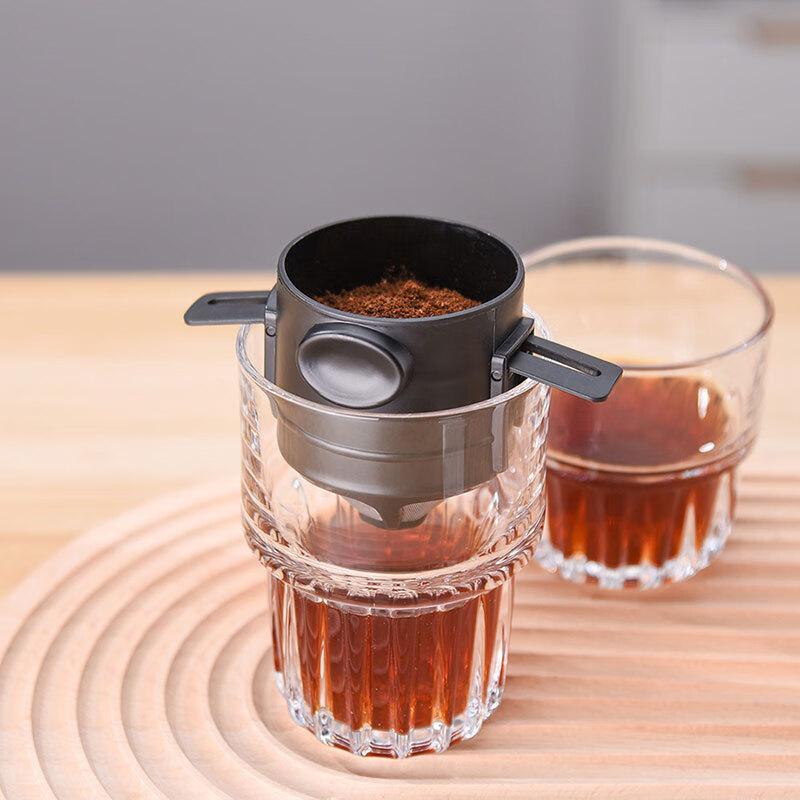 CLITON Pour-Over Coffee Dripper, Stainless Steel Coffee Filter with Carafe for Home Use, Holds 1-2 Cups