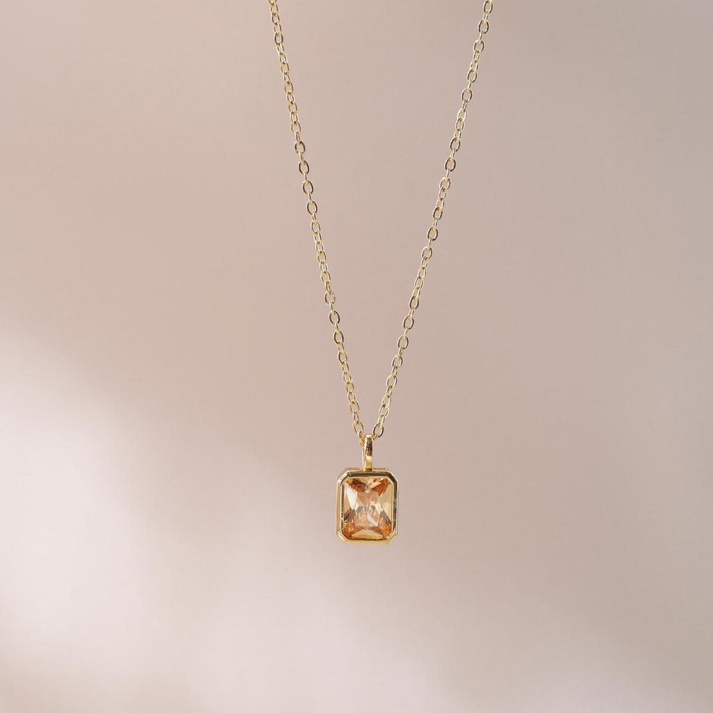 Декабрьский камень рождения, квадратная подвеска, ожерелье, дизайн «капля воды», медь, гальваническое покрытие золотом 18 карат, аксессуары-цепочки для ключиц.