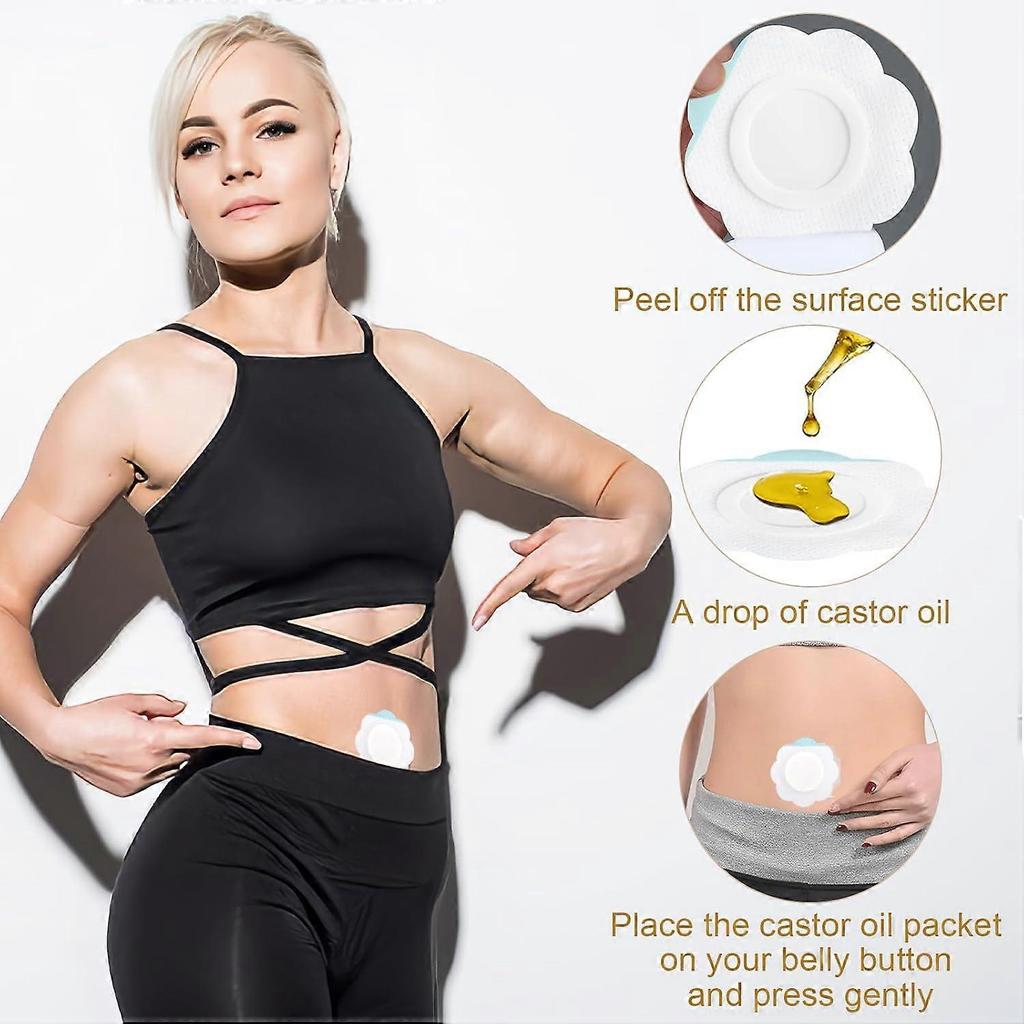 100pcs Castor Oil Belly Button Patch - Self-Adhesive Disposable Castor Oil Patches for Belly Button, Organic Highly Absor