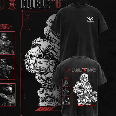 Графические футболки Noble Team Halo Reach, Унисекс стираная хлопковая футболка 'Помни Reach'