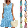 Womens Summer Dresses Loose V Neck Sleeveless Sundresses Dress With Pockets