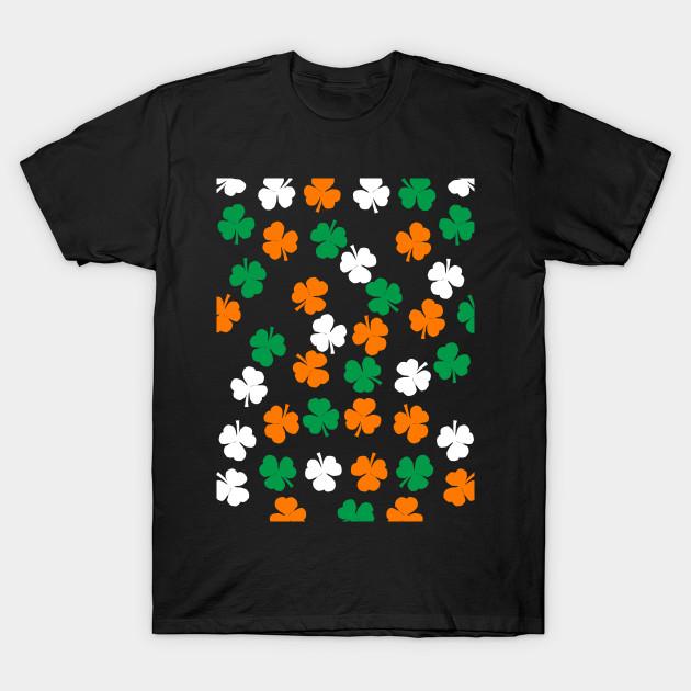 Asian Size Men Print T-shirt St Patricks Day Green White Orange Shamrock Pattern No-Cut Heat Transfer Print Cotton Tshirt