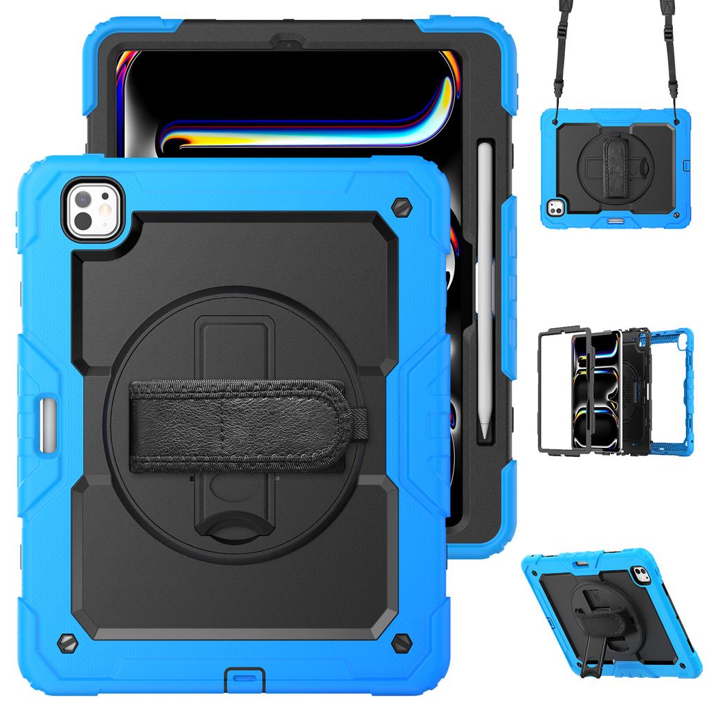 Для iPad Про 13 (2024) Чехол-подставка PC+Силикон для планшета с защитной пленкой для экрана/Ремешком на плечо