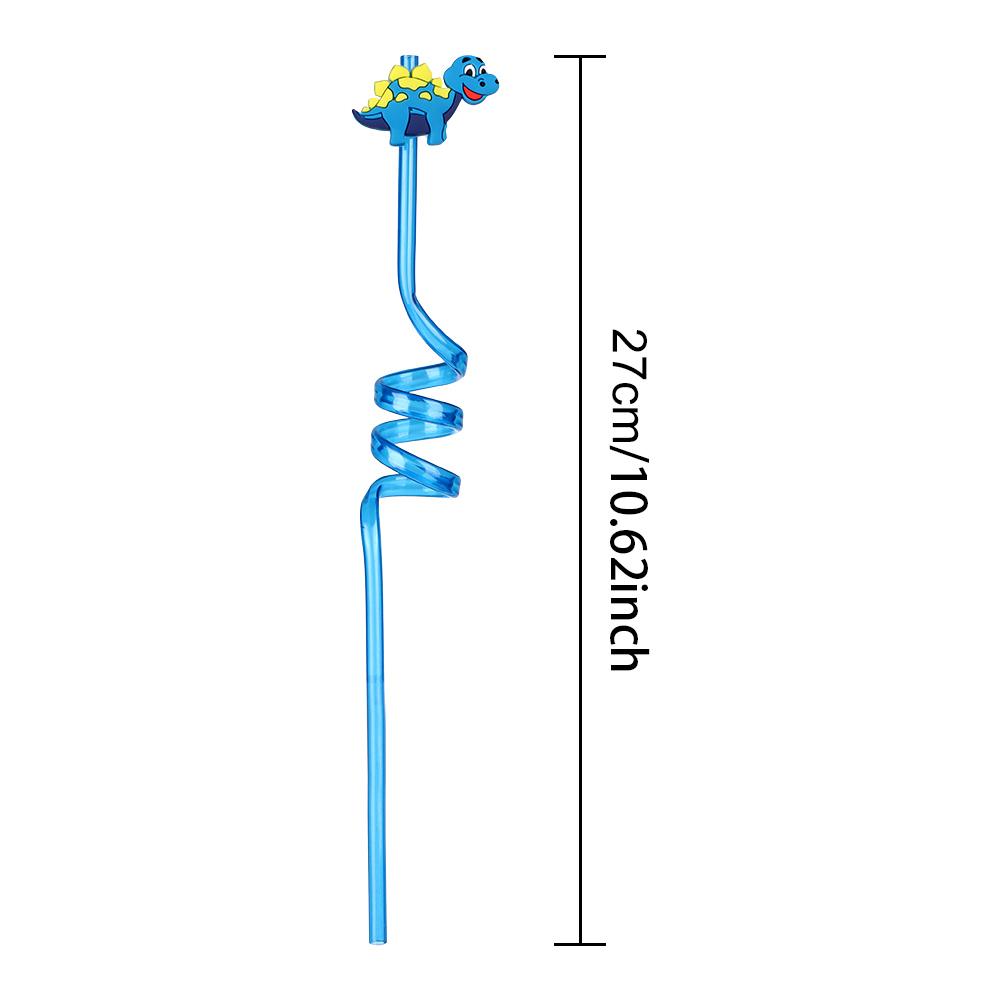 Drinking Decor Party Supplies Straws-Plastic Dino Theme Cartoon Pattern Dinosaur Reusable Straws