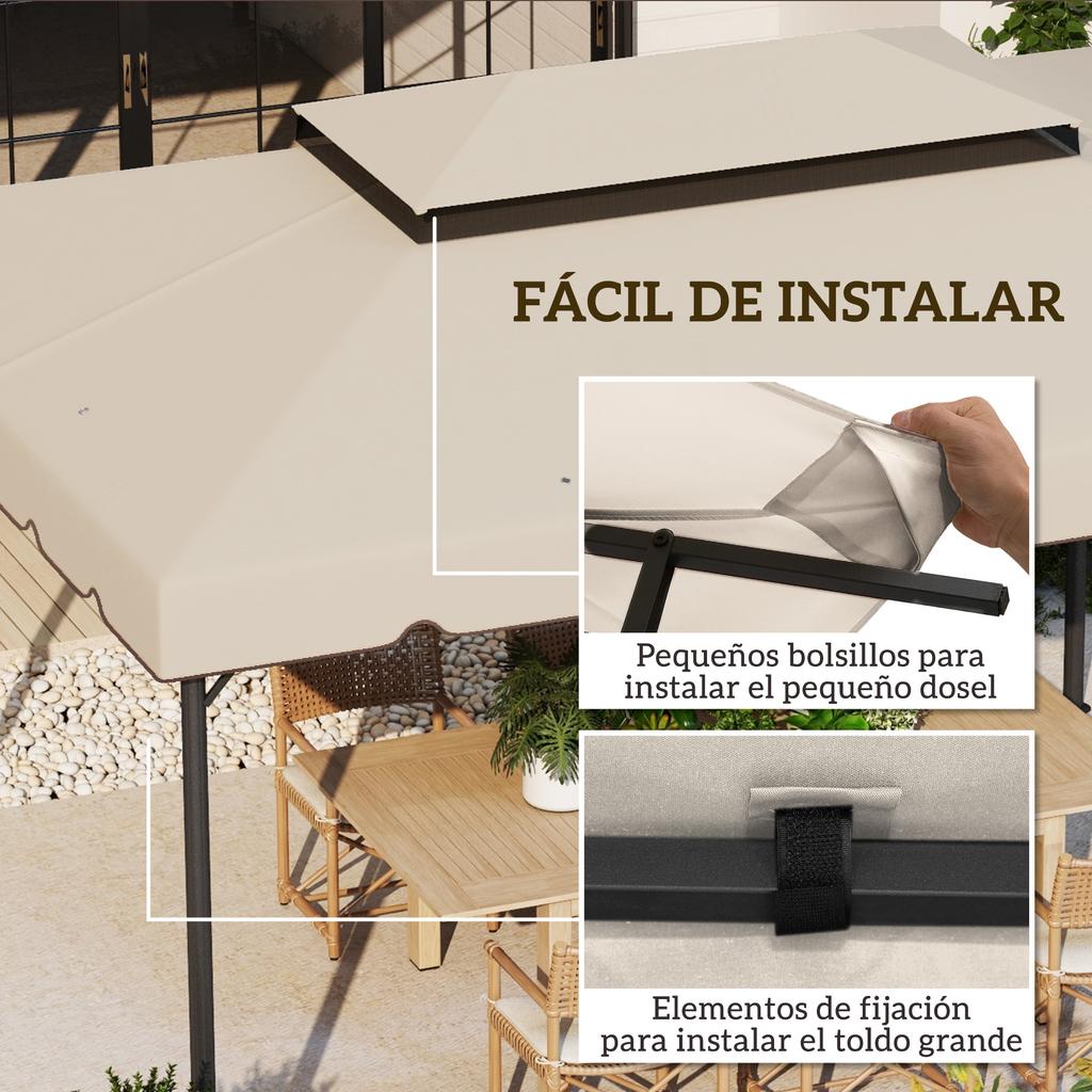 Replacement Canopy for Gazebo 4x3 m with Double Roof Drainage Holes Canopy Only NOT Including Frame Beige