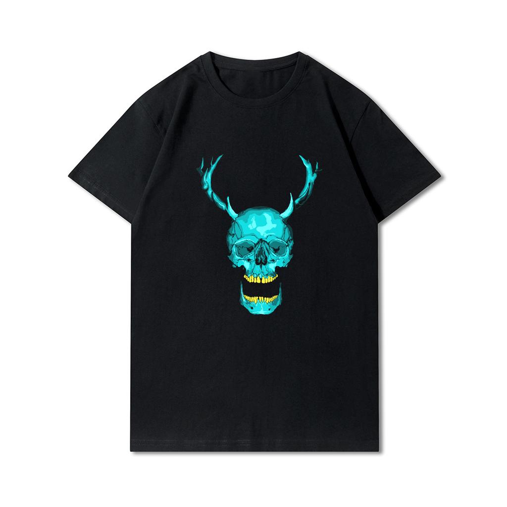 Plus Size 30 Patterns Cotton Harajuku Men T-Shirt Skull Print Tees Round Neck T Shirt Casual Tops