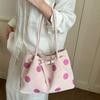 Versatile Polka Dots Shoulder Bag PU Material Retro Handbag Large Capacity Tote Bag  Students