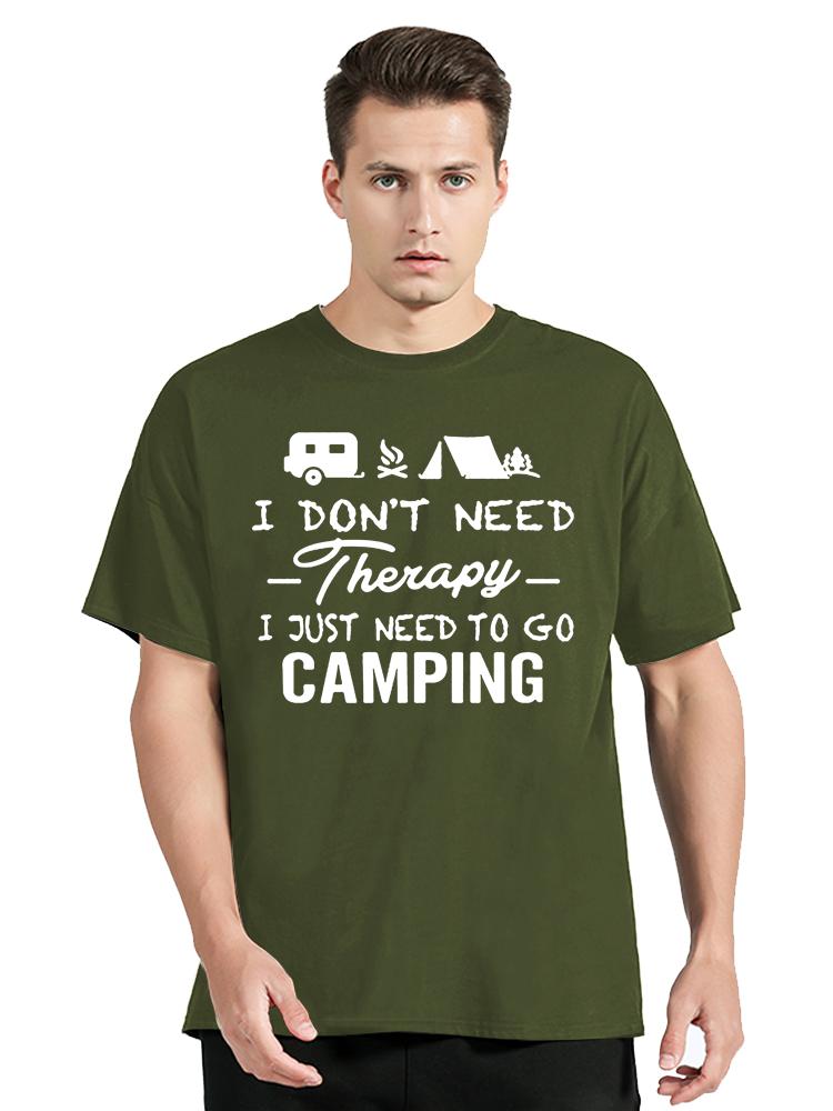Camping Therapy Camper Tent Caravan Tshirt Cotton Casual Tops Tshirt Oversized Unisex Clothing Tees Oneck Fitness T Shirt