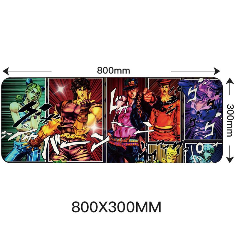 Большой игровой коврик для мыши 80x30 см с запирающимся краем, аниме, компьютерный резиновый коврик для мыши для JOJO Bizarre Adventure, 31,49 "x 11,81"