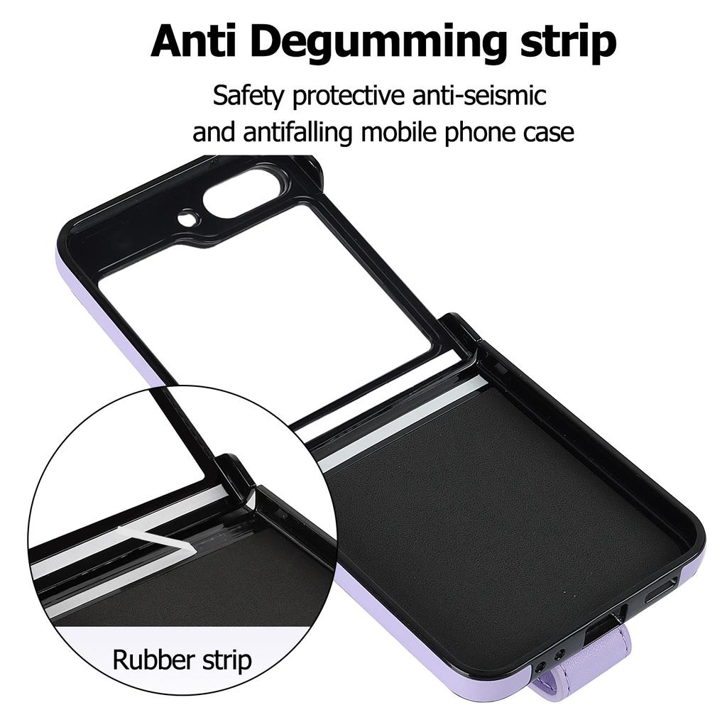 Чехол для Samsung Galaxy Z Flip 5 4 3, элегантный мягкий простой кожаный ремешок на запястье, противоударный защитный чехол, аксессуары