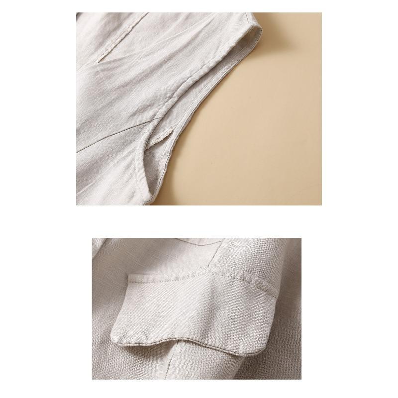 Хлопковый льняной жилет Топ без рукавов Куртка больших размеров с v-образным вырезом Повседневный жилет без рукавов Тонкая верхняя одежда Жилет для женщин
