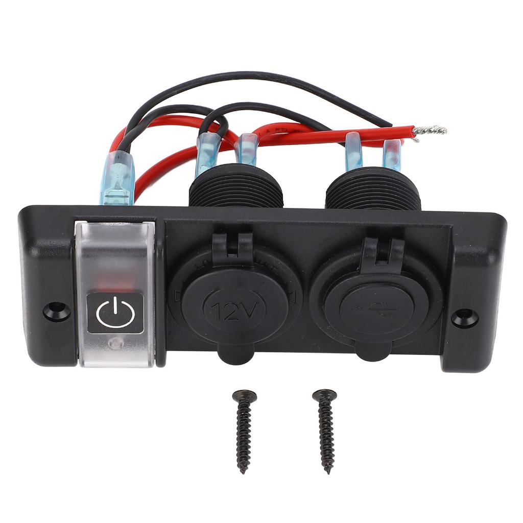 3 в 1 комбинированный выключатель питания с красным светом, автоматический выключатель с двумя USB-портами и прикуривателем 12 В