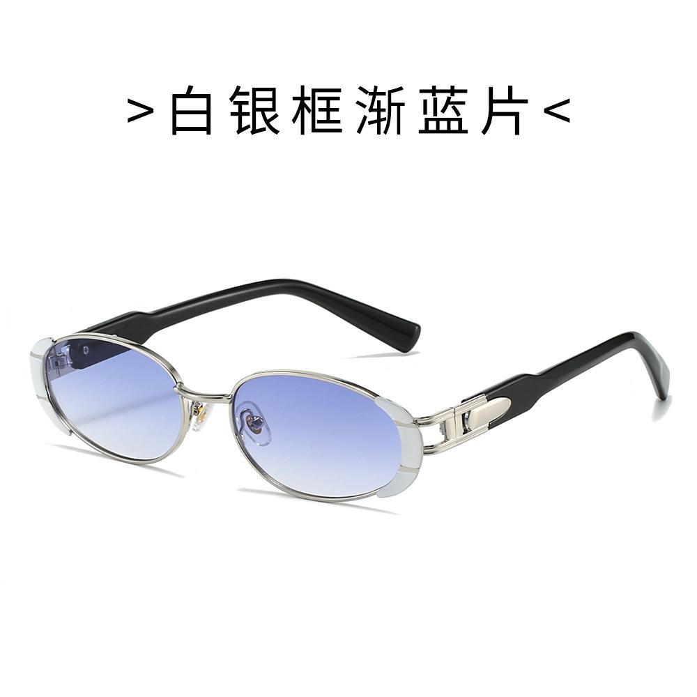 Cool Square Eyewear Metal Oval Small Frame Sunglasses, Tinted Sunglasses