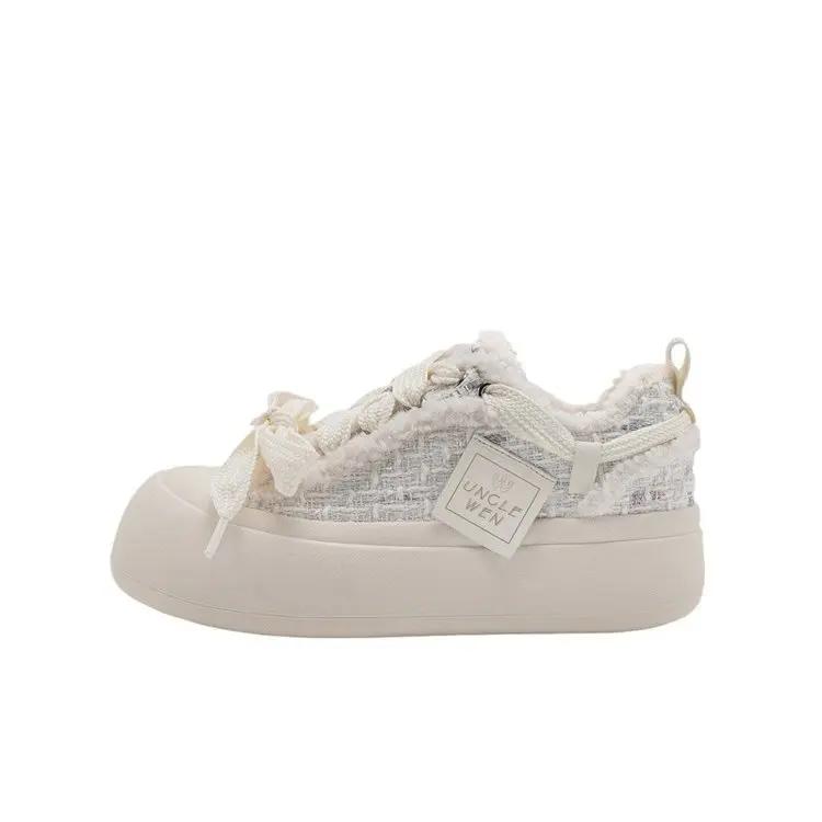 Модная повседневная обувь на платформе Zapatos Mujer осень-зима, новые плюшевые туфли на шнуровке с круглым носком, винтажная вулканизированная обувь, INS, горячая распродажа