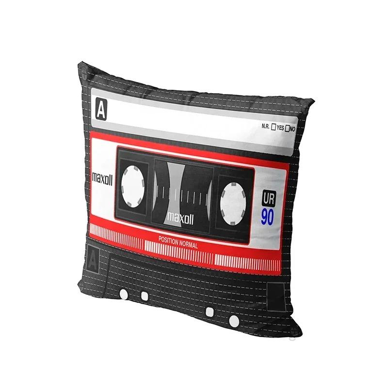 Home Decor Retro 90s Cassette Tape Pattern Pillow Covers Pattern Cushion Cover Suitable for Sofa Bedroom Car Pillow Cover