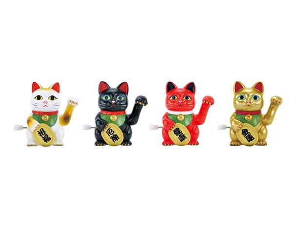 Kenelephant Wind-Up Maneki-Neko Lucky Cat Figure Articulated Kitten Mascot Toy Collection Decoration Ornament Model Gifts