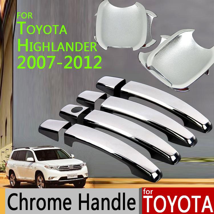 For Toyota Highlander 2007-2012 Luxurious Chrome Door Handle Car Covers Accessories Car Stickers Car Styling 2008 2009 2010 2011