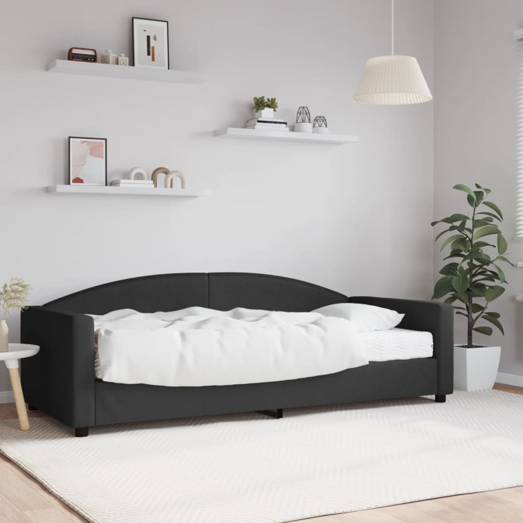 Daybed with Mattress Black 90 x 200 cm Fabric