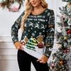Женская мода Красный Санта-Клаус Длинный рукав Круглый вырез свитер