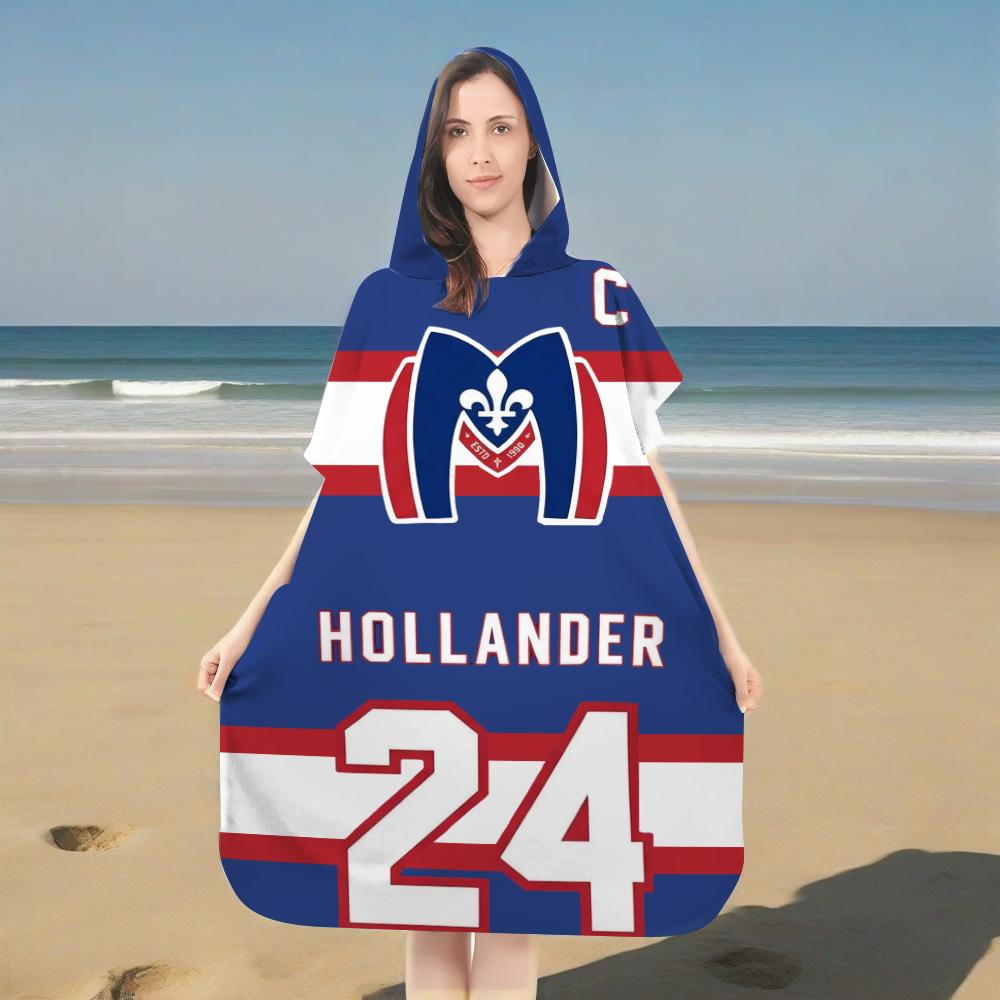 Пляжное полотенце-худи в стиле хоккейной формы, дизайн "Hollander 24" Peak Showdown, быстросохнущий халат из микрофибры для спортивных фанатов