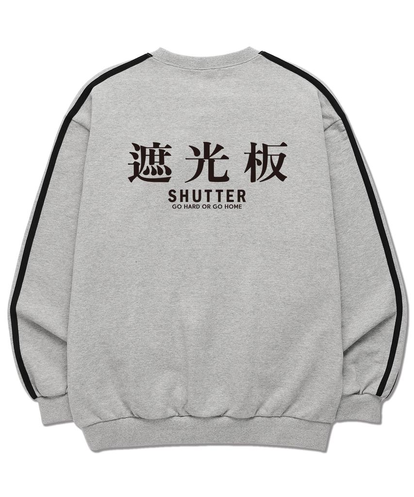 Свитшот SHIRTER с текстовым логотипом Версия 2 с манжетами-лентами (Sls019) Меланж серый