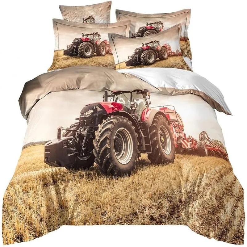 3D Printing Tractor Bedding Set Boys Tractors Duvet Cover Set with Pillowcase Home Textile Twin Full Queen King Children's Gift