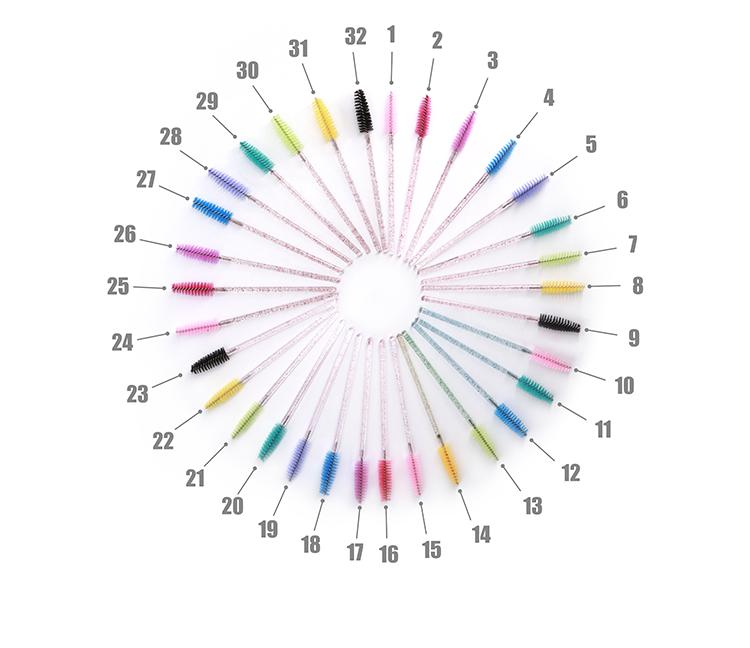 2024 Hot Sale Crystal Shine Eyelashes Mascara Brushes Private Logo Diamond Eyelashes Nylon Fan Brush Make-Up Tool