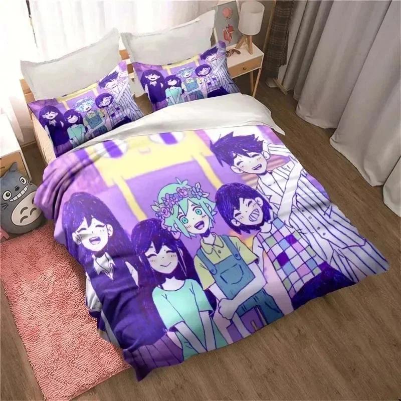 Модный 3D-печатный аниме-комплект постельного белья Omori для всех сезонов, двуспальный комплект с пододеяльником, размеры Twin, King, домашний текстиль