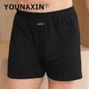 Men's Cotton Boxer Briefs High Waist Casual Plaid Pajama Shorts Plus Size Big Underwear Home Sleep Bottoms M L XL 2XL 3XL