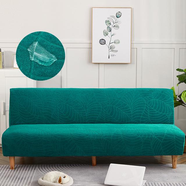 Waterproof Sofa Bed Cover Armless Folding Sofa Bench Solid Stretch High Elastic Thick Sofa Cover Without Armrest Universal Size