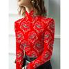 Женская футболка с воротником ципао, длинный рукав, обычный крой, коллекция весна-осень