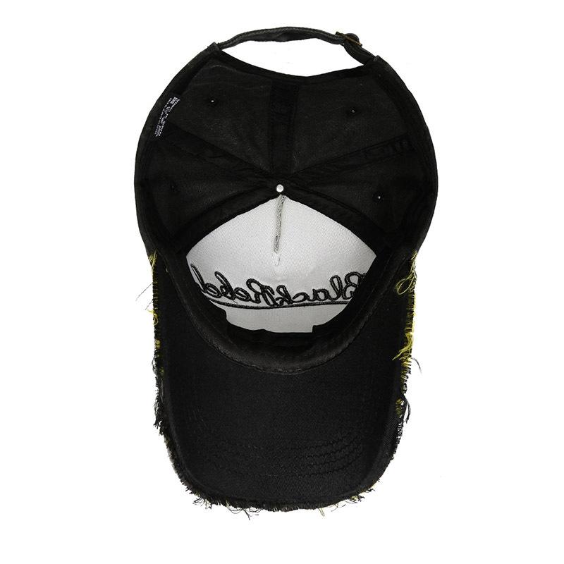 Washed broken edge cotton hat, men's and women's retro cap, curved brim hat, spelling baseball cap, bull's head hat.