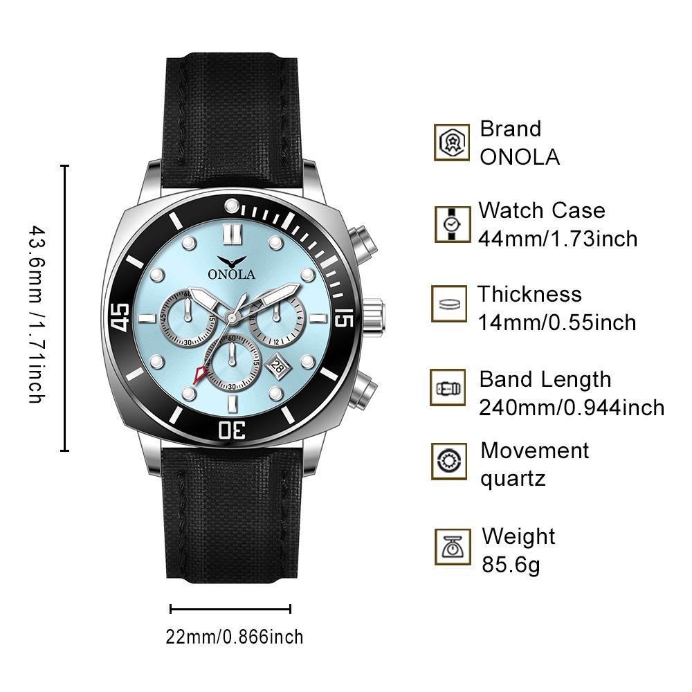 Mens Waterproof Quartz Chronograph Watch Luminous Hands Calendar Watch Stainless Steel/Leather Strap