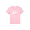 Vintage American Breathable Round Neck Short Sleeve T-Shirt with Logo Print Women Tops Pink DX7907-691