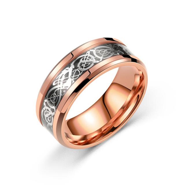 Vintage Viking Celtic Dragon Rings For Men Women Inlay Carbon Fiber Hiphop Men Stainless Steel Rings Wedding Band Jewelry Gifts