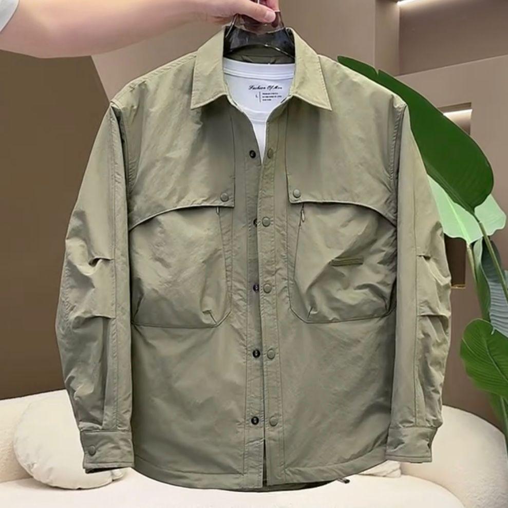 Men's Trendy Three-Dimensional Cutting Casual Cotton Jacket - Autumn/Winter Fashion, Loose Fit, Thickened Lapel Outerwear