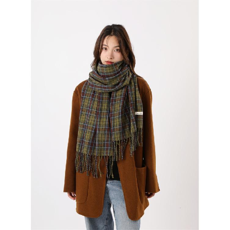 2024 New Scarf Winter Women'S Velvet Extended Warmth Luxury Fashion Versatile Internet Celebrity Girl Plaid
