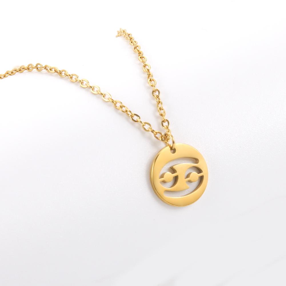 Stainless Steel Star Zodiac Sign Necklaces 12 Constellation Choker Pendants Aries Libra Leo Collier Birthday Gift