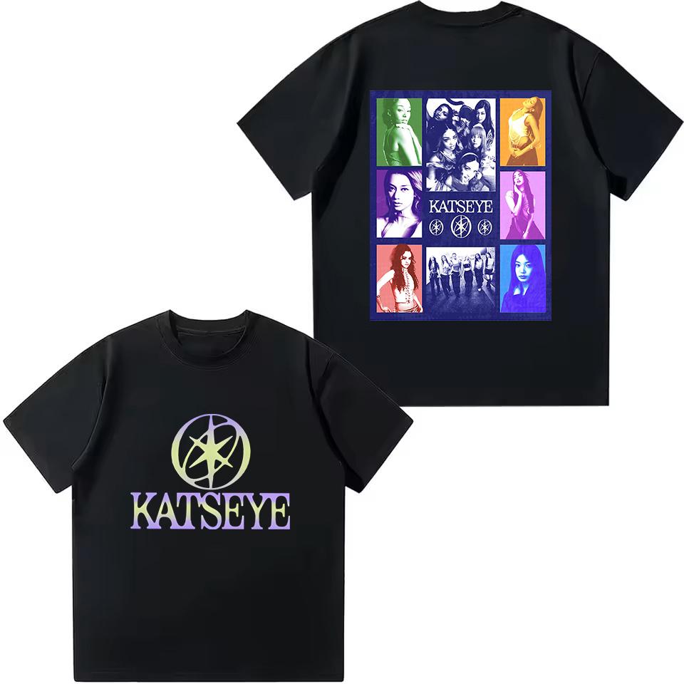 Kpop KATSEYE Kids T-shirt Boys Girls Polyester Tee Summer Short Sleeve Tops Katseye Fans Gift T-shirt Harajuku Children's Clothing