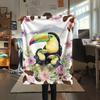 1PC Family Toucan Art Print FlAannel Blanket, High quality Comfortable for All Seasons, Home Decor, Warmth and Comfort