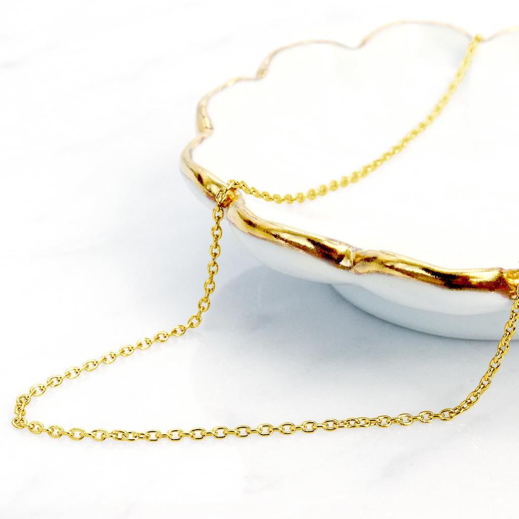 Chain Necklace Chain Round Red Bean Width K18 Gold Slide Adjuster Chain Length Adjustable Total Length 50cm Weight [Lara Christie] 0.45 Approx. 1.5mm